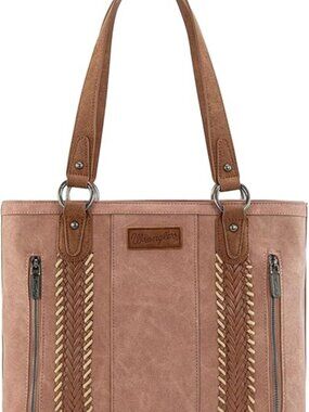 Wrangler Distressed Tote Western Braided Multi Pockets